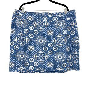 Talbots Woman Petite Floral Skirt Cotton Stretch Blue White 22WP